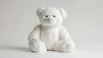 white soft toy teddy bear isolated on white 