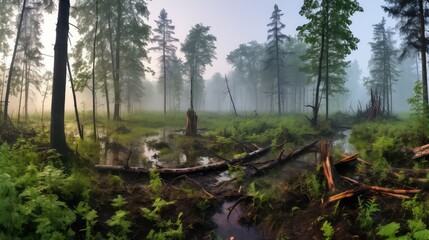 Misty forest landscape at Salavin UHD Wallpaper