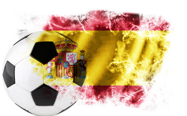White background with Spain flag and soccer ball