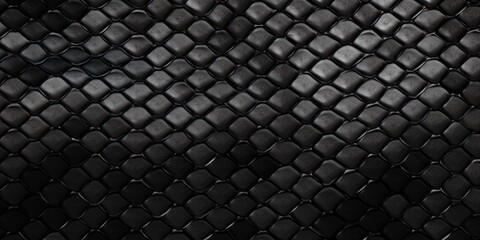 Black Snake Skin Texture with Geometric Scales. Snake Leather Background. Generative AI