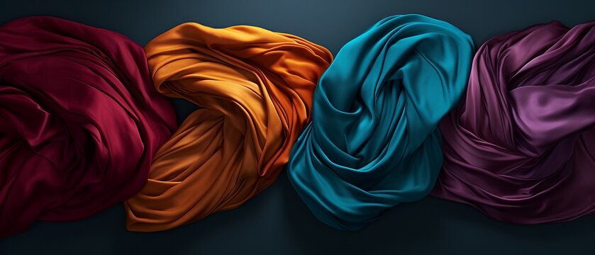 Highconcept 3D art of a wool scarf morphing into different forms, demonstrating versatility and transformation  Color Grading Complementary Color