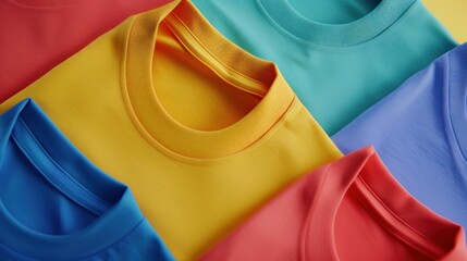 Collection of Vibrant Colored TShirts on White Background for Fashion Design Concepts and Apparel Mockups