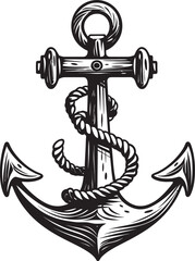 Sailor Anchor Vector Illustration with Shipwreck and Treasure