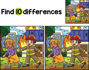 Firefighter with the Survivor Find The Differences