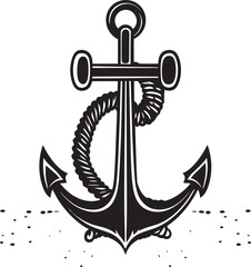 Sailor Anchor Vector Illustration with Compass Rose