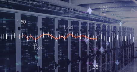 Animated business concept image of processing data and financial information