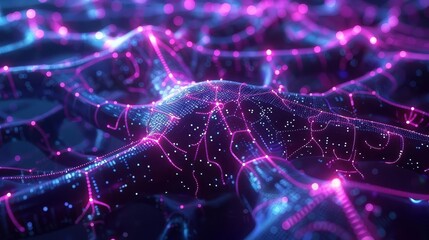 futuristic technology abstract background intricate neural network with glowing neon lines digital brain concept illustration - obrazy, fototapety, plakaty