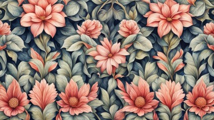 Vintage floral seamless pattern in pastel colors. Vector illustration.