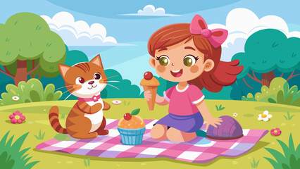 Obraz na płótnie Canvas summer-picnic-spirit-vector-illustration--summer-p