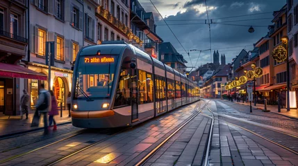 Raamstickers Modern tram on the streets of Strasbourg France © Ashley