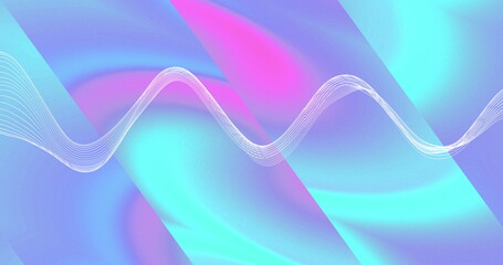 Image of network of connections with data transfer over pastel multi coloured background