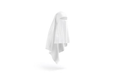 Blank white female niqab mockup, side view