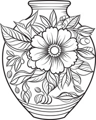 Harmonious Vase Line Art Vector Drawing