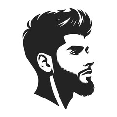 Silhouette. Profile of a man with beard. Vector