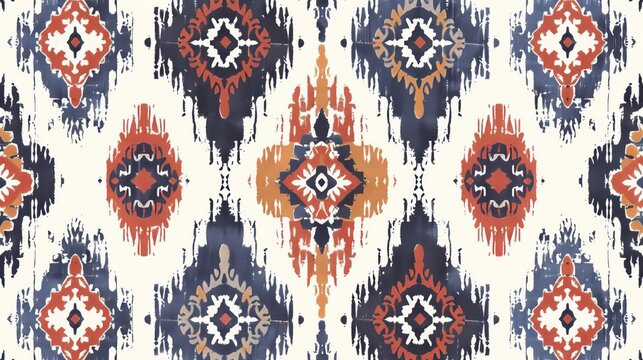 intricate geometric ethnic oriental ikat seamless pattern traditional textile design vector illustration