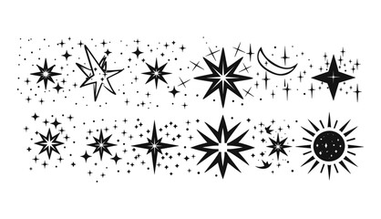 Y2k スターの輝きキラキラ抽象的なタトゥーの形。レトロな 2000 年代スタイルのシンプルで最小限の幾何学的な看板。