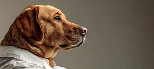 Dog dressed in a doctor s outfit on soft gradient background, ideal for medical worker concept