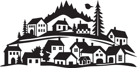 Whispering Woods Vector Depiction of a Quaint Village