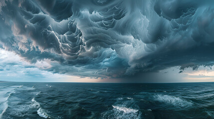 Baltic sea under dramatic clouds after thunderstorm, generative ai - obrazy, fototapety, plakaty