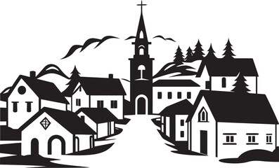 Countryside Chronicles Illustrated Village Charm in Vector