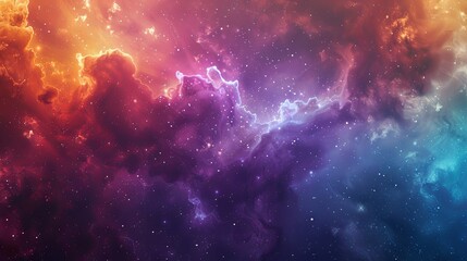 Vibrant cosmic nebula in spectrum colors with sparkling stars - obrazy, fototapety, plakaty