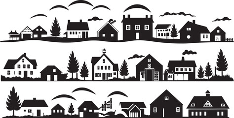 Tranquil Tones Vector Illustration of a Picturesque Village