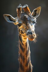 Fototapeta premium Colorful Giraffe in the Wild - Vibrant and Unique African Animal in a Surreal Landscape