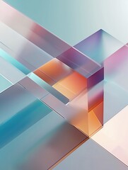 Abstract transparent geometric pattern in soft gradient colors, Background with transparent shapes and lines in pastel colors for presentation use, AI generated