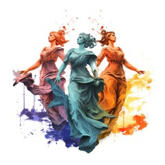 Fototapeta premium Colorful Abstract Illustration of the Fates on a White Background