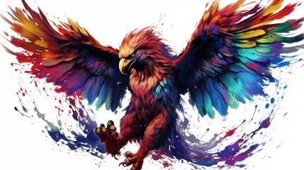 Obraz premium Colorful Abstract Illustration of the Griffin on a White Background