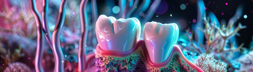 3D illustration of a tooth with a cavity - obrazy, fototapety, plakaty