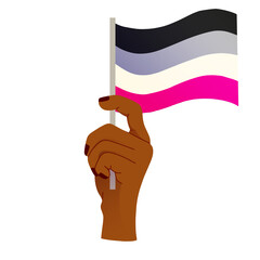 main non genrée qui porte le drapeau de l'asexualité de la communauté lgbtqia+ 