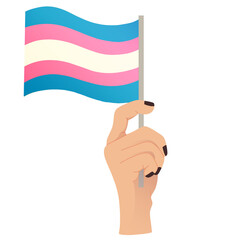 main non genrée qui porte le drapeau transgenre de la communauté lgbtqia+ 