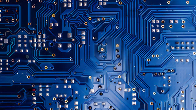 Blue Circuit board. Technology background. Central Computer Processors CPU concept.