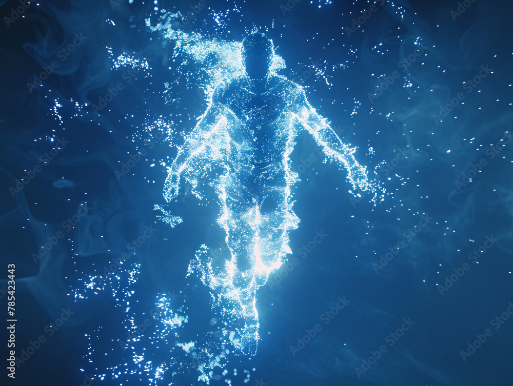 Poster 3d hologram particle effect moving portrait abstract background
