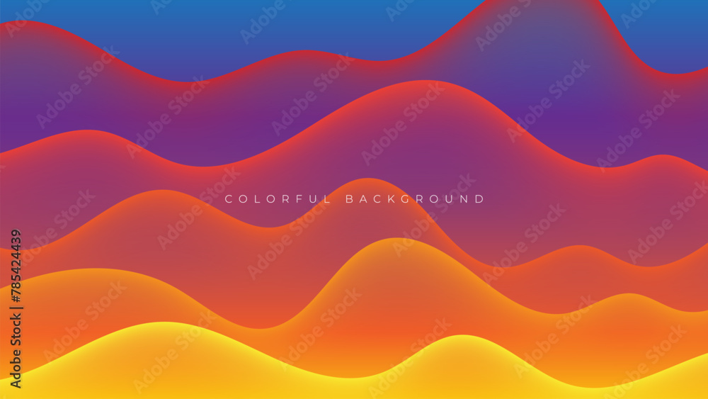 Poster abstract colorful wavy light liquid background dynamic shape design vector