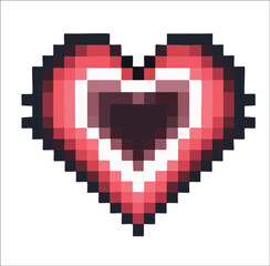 red black pixel heart on transparent background
