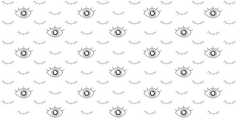 Blue evil eye. Vector seamless patterns with various black eye talismans for protection and good luck.Turkish Contemporary modern trendy background for digital paper, textile, texture, wrapping paper.