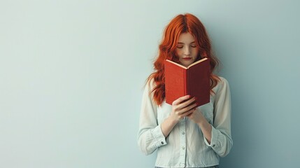cheerful female student holding Book clear Background,
