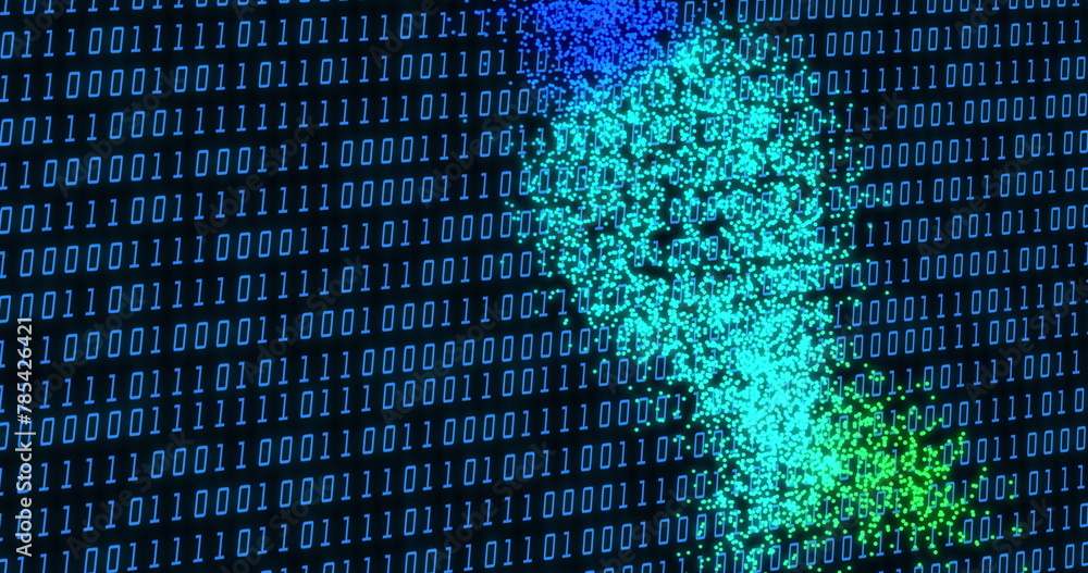 Poster image of data processing with dna strand on black background