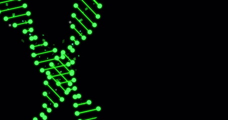 Image of dna strands with light spots on black background