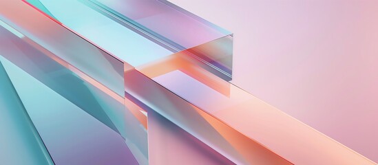Abstract transparent geometric pattern in soft gradient colors, Background with transparent shapes and lines in pastel colors for presentation use, AI generated