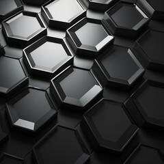 Silver dark 3d render background with hexagon pattern