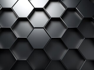 Silver dark 3d render background with hexagon pattern