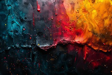 Dynamic Abstract Expressionism Artwork, Evoking Energetic Mood Through Bold Brushstrokes and Vibrant Colors. - obrazy, fototapety, plakaty