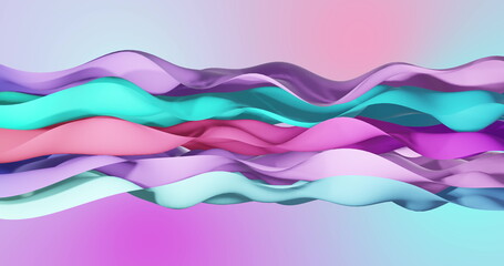 Image of pink to blue gradient layers waving over gradient background