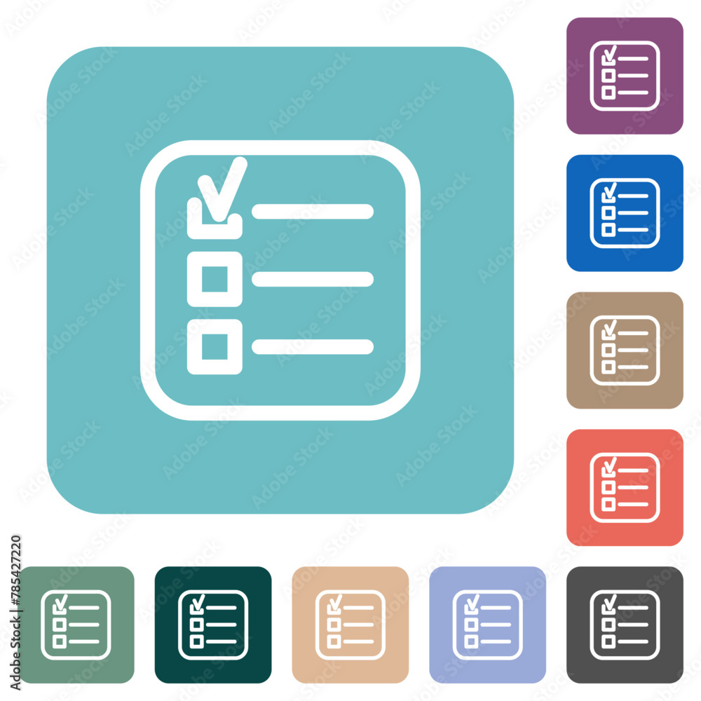 Poster check list rounded square flat icons