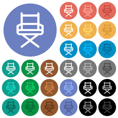 Director chair outline round flat multi colored icons