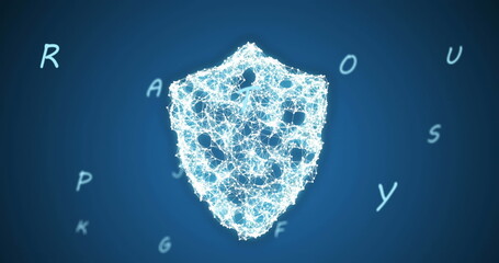 Image of wow text over security shield and letters