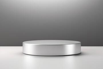 Silver minimal background with cylinder pedestal podium for product display presentation mock up in 3d rendering illustration vector design